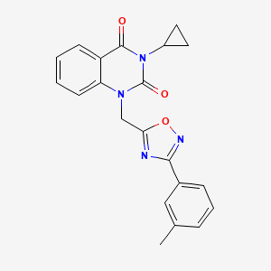 molecular formula C21H18N4O3 B2823753 3-cyclopropyl-1-((3-(m-tolyl)-1,2,4-oxadiazol-5-yl)methyl)quinazoline-2,4(1H,3H)-dione CAS No. 2194905-30-9