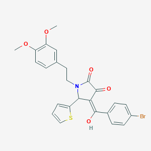 molecular formula C25H22BrNO5S B282376 4-(4-bromobenzoyl)-1-[2-(3,4-dimethoxyphenyl)ethyl]-3-hydroxy-5-(2-thienyl)-1,5-dihydro-2H-pyrrol-2-one 
