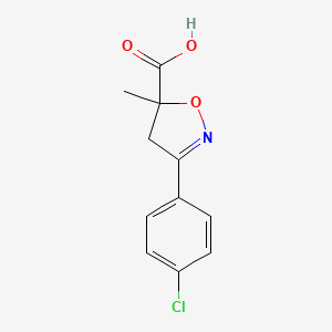 molecular formula C11H10ClNO3 B2823763 3-(4-Chlorophenyl)-5-methyl-4,5-dihydroisoxazole-5-carboxylic acid CAS No. 1171745-44-0