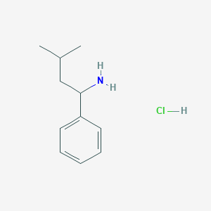 molecular formula C11H18ClN B2823769 3-Methyl-1-phenylbutan-1-amine hydrochloride CAS No. 42290-97-1; 91338-97-5