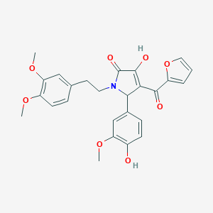 molecular formula C26H25NO8 B282377 1-[2-(3,4-dimethoxyphenyl)ethyl]-4-(2-furoyl)-3-hydroxy-5-(4-hydroxy-3-methoxyphenyl)-1,5-dihydro-2H-pyrrol-2-one 