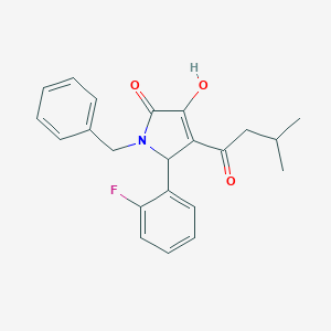 molecular formula C22H22FNO3 B282378 1-benzyl-5-(2-fluorophenyl)-3-hydroxy-4-(3-methylbutanoyl)-1,5-dihydro-2H-pyrrol-2-one 