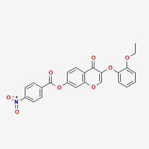 molecular formula C24H17NO8 B2823781 3-(2-乙氧基苯氧基)-4-氧代-4H-香豆素-7-基-4-硝基苯酸酯 CAS No. 848740-36-3