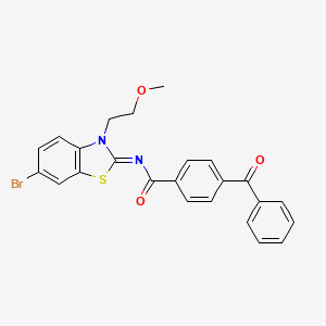 molecular formula C24H19BrN2O3S B2823786 (Z)-4-苯甲酰-N-(6-溴-3-(2-甲氧基乙基)苯并[d]噻唑-2(3H)-基亚亚苯甲酰胺 CAS No. 864975-89-3