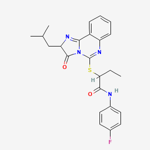 molecular formula C24H25FN4O2S B2823792 N-(4-氟苯基)-2-((2-异丁基-3-氧代-2,3-二氢咪唑并[1,2-c]喹唑-5-基)硫)丁酰胺 CAS No. 1185036-63-8
