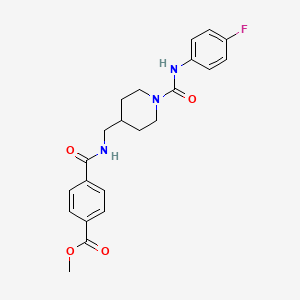 molecular formula C22H24FN3O4 B2823796 Methyl 4-(((1-((4-fluorophenyl)carbamoyl)piperidin-4-yl)methyl)carbamoyl)benzoate CAS No. 1235659-22-9