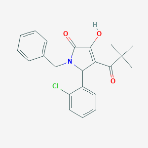 molecular formula C22H22ClNO3 B282380 1-benzyl-5-(2-chlorophenyl)-4-(2,2-dimethylpropanoyl)-3-hydroxy-1,5-dihydro-2H-pyrrol-2-one 