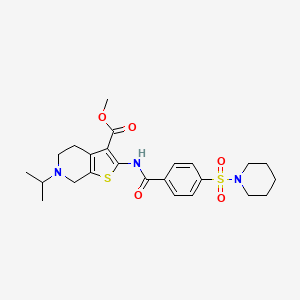 molecular formula C24H31N3O5S2 B2823800 Methyl 6-isopropyl-2-(4-(piperidin-1-ylsulfonyl)benzamido)-4,5,6,7-tetrahydrothieno[2,3-c]pyridine-3-carboxylate CAS No. 449768-00-7