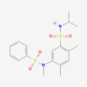 molecular formula C18H24N2O4S2 B2823804 5-[(苯基磺酰基)甲基]-2,4-二甲基-N-异丙基苯基磺酰胺 CAS No. 941924-42-1