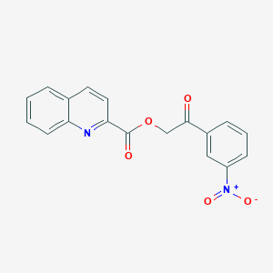 molecular formula C18H12N2O5 B2823808 2-(3-Nitrophenyl)-2-oxoethyl quinoline-2-carboxylate CAS No. 431069-18-0