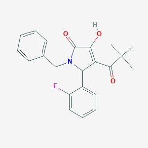 molecular formula C22H22FNO3 B282381 1-benzyl-4-(2,2-dimethylpropanoyl)-5-(2-fluorophenyl)-3-hydroxy-1,5-dihydro-2H-pyrrol-2-one 