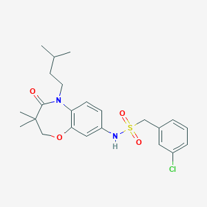 molecular formula C23H29ClN2O4S B2823812 1-(3-氯苯基)-N-(5-异戊基-3,3-二甲基-4-氧代-2,3,4,5-四氢苯并[b][1,4]噁唑-8-基)甲烷磺酰胺 CAS No. 921908-19-2