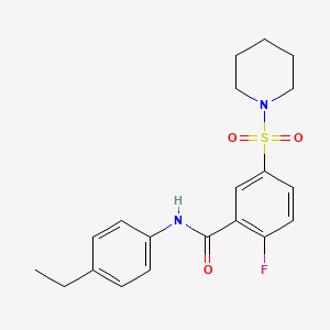 molecular formula C20H23FN2O3S B2823819 N-(4-ethylphenyl)-2-fluoro-5-(piperidin-1-ylsulfonyl)benzamide CAS No. 451482-67-0