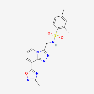 molecular formula C18H18N6O3S B2823820 2,4-二甲基-N-((8-(3-甲基-1,2,4-噁二唑-5-基)-[1,2,4]三唑并[4,3-a]吡啶-3-基)甲基)苯基磺酰胺 CAS No. 2034600-02-5