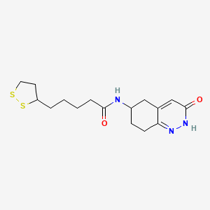 molecular formula C16H23N3O2S2 B2823821 5-(dithiolan-3-yl)-N-(3-oxo-6,7,8,8a-tetrahydro-5H-cinnolin-6-yl)pentanamide CAS No. 2034368-82-4