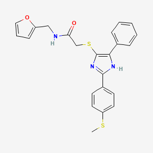 molecular formula C23H21N3O2S2 B2823822 N-(2-furylmethyl)-2-({2-[4-(methylthio)phenyl]-5-phenyl-1H-imidazol-4-yl}thio)acetamide CAS No. 901233-47-4