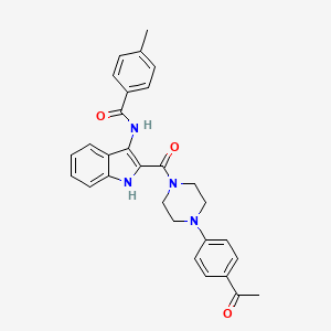 N-(2-(4-(4-acetylphenyl)piperazine-1-carbonyl)-1H-indol-3-yl)-4-methylbenzamide