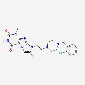 molecular formula C22H26ClN7O2 B2823832 8-(2-(4-(2-chlorobenzyl)piperazin-1-yl)ethyl)-1,7-dimethyl-1H-imidazo[2,1-f]purine-2,4(3H,8H)-dione CAS No. 923674-74-2