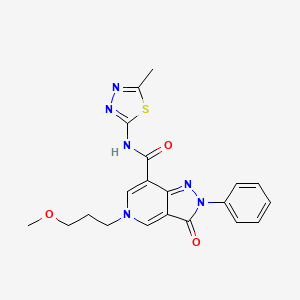 molecular formula C20H20N6O3S B2823839 5-(3-methoxypropyl)-N-(5-methyl-1,3,4-thiadiazol-2-yl)-3-oxo-2-phenyl-3,5-dihydro-2H-pyrazolo[4,3-c]pyridine-7-carboxamide CAS No. 921822-66-4