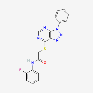 molecular formula C18H13FN6OS B2823843 N-(2-fluorophenyl)-2-((3-phenyl-3H-[1,2,3]triazolo[4,5-d]pyrimidin-7-yl)thio)acetamide CAS No. 941911-66-6