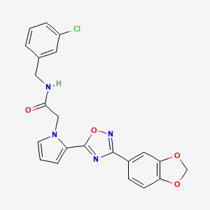 molecular formula C22H17ClN4O4 B2823847 2-{2-[3-(1,3-benzodioxol-5-yl)-1,2,4-oxadiazol-5-yl]-1H-pyrrol-1-yl}-N-(3-chlorobenzyl)acetamide CAS No. 1260936-30-8