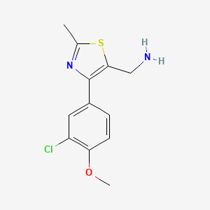 molecular formula C12H13ClN2OS B2823849 [4-(3-Chloro-4-methoxyphenyl)-2-methyl-1,3-thiazol-5-yl]methanamine CAS No. 1215978-77-0