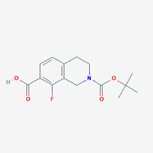 molecular formula C15H18FNO4 B2823857 8-Fluoro-2-[(2-methylpropan-2-yl)oxycarbonyl]-3,4-dihydro-1H-isoquinoline-7-carboxylic acid CAS No. 2305254-94-6