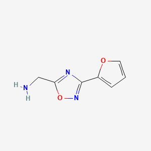 molecular formula C7H7N3O2 B2823859 1-[3-(Furan-2-yl)-1,2,4-oxadiazol-5-yl]methanamine CAS No. 937665-94-6