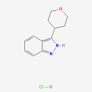 molecular formula C12H15ClN2O B2823860 3-(Tetrahydro-2H-pyran-4-yl)-1H-indazole hydrochloride CAS No. 2197062-69-2
