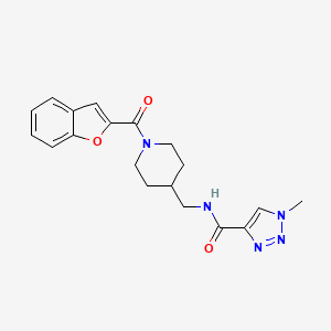 molecular formula C19H21N5O3 B2823867 N-((1-(benzofuran-2-carbonyl)piperidin-4-yl)methyl)-1-methyl-1H-1,2,3-triazole-4-carboxamide CAS No. 1797617-23-2