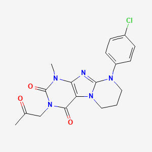 molecular formula C18H18ClN5O3 B2823877 9-(4-chlorophenyl)-1-methyl-3-(2-oxopropyl)-7,8-dihydro-6H-purino[7,8-a]pyrimidine-2,4-dione CAS No. 873076-73-4
