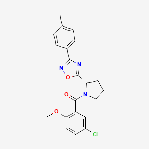 molecular formula C21H20ClN3O3 B2823881 5-[1-(5-Chloro-2-methoxybenzoyl)pyrrolidin-2-yl]-3-(4-methylphenyl)-1,2,4-oxadiazole CAS No. 1798633-85-8