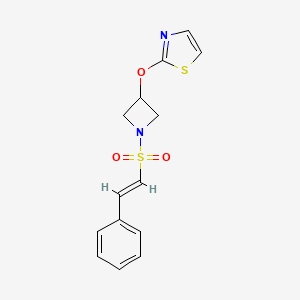 molecular formula C14H14N2O3S2 B2823884 (E)-2-((1-(styrylsulfonyl)azetidin-3-yl)oxy)thiazole CAS No. 1798409-80-9