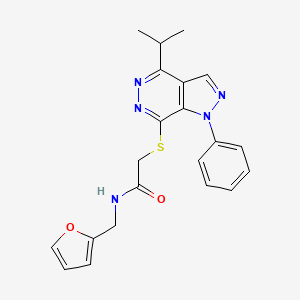 molecular formula C21H21N5O2S B2823885 N-(呋喃-2-基甲基)-2-((4-异丙基-1-苯基-1H-吡唑并[3,4-d]吡啶-7-基)硫)乙酰胺 CAS No. 1105201-50-0