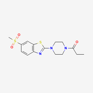 molecular formula C15H19N3O3S2 B2823894 1-(4-(6-(Methylsulfonyl)benzo[d]thiazol-2-yl)piperazin-1-yl)propan-1-one CAS No. 941918-75-8
