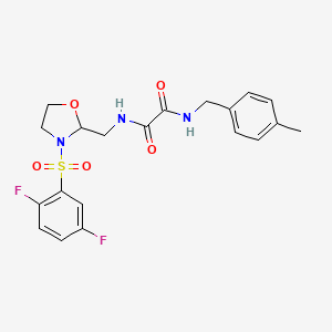 molecular formula C20H21F2N3O5S B2823896 N1-((3-((2,5-二氟苯基)磺酰)噁唑啉-2-基)甲基)-N2-(4-甲基苯基)草酰胺 CAS No. 868983-38-4