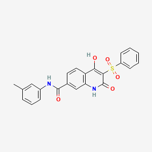 molecular formula C23H18N2O5S B2823898 4-hydroxy-2-oxo-3-(phenylsulfonyl)-N-(m-tolyl)-1,2-dihydroquinoline-7-carboxamide CAS No. 892741-14-9
