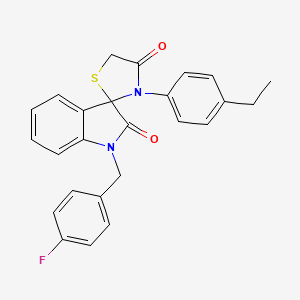 molecular formula C25H21FN2O2S B2823899 3-(4-Ethylphenyl)-6-[(4-fluorophenyl)methyl]spiro[1,3-thiazolidine-2,3'-indoli ne]-4,7-dione CAS No. 894538-67-1