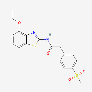 molecular formula C18H18N2O4S2 B2823905 N-(4-ethoxybenzo[d]thiazol-2-yl)-2-(4-(methylsulfonyl)phenyl)acetamide CAS No. 942008-26-6
