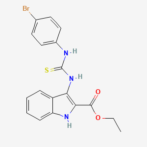 molecular formula C18H16BrN3O2S B2823906 乙酸3-(3-(4-溴苯基)硫脲基)-1H-吲哚-2-甲酸乙酯 CAS No. 160424-50-0