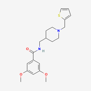 molecular formula C20H26N2O3S B2823908 3,5-dimethoxy-N-((1-(thiophen-2-ylmethyl)piperidin-4-yl)methyl)benzamide CAS No. 954079-70-0