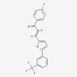 molecular formula C20H12F4O2 B2823913 1-(4-Fluorophenyl)-3-(5-(3-(trifluoromethyl)phenyl)-2-furyl)-2-propen-1-one CAS No. 304896-59-1