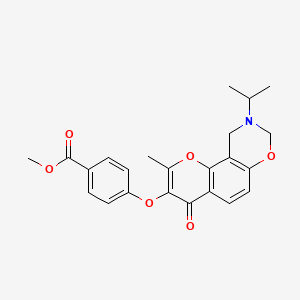 molecular formula C23H23NO6 B2823914 Methyl 4-((9-isopropyl-2-methyl-4-oxo-4,8,9,10-tetrahydrochromeno[8,7-e][1,3]oxazin-3-yl)oxy)benzoate CAS No. 1010887-63-4