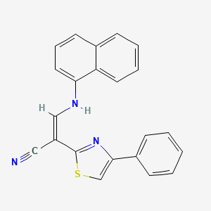 molecular formula C22H15N3S B2823916 (Z)-3-(naphthalen-1-ylamino)-2-(4-phenylthiazol-2-yl)acrylonitrile CAS No. 477187-96-5