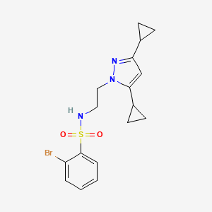 molecular formula C17H20BrN3O2S B2823918 2-bromo-N-(2-(3,5-dicyclopropyl-1H-pyrazol-1-yl)ethyl)benzenesulfonamide CAS No. 1797307-53-9