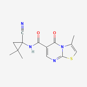 molecular formula C14H14N4O2S B2823924 N-(1-Cyano-2,2-dimethylcyclopropyl)-3-methyl-5-oxo-[1,3]thiazolo[3,2-a]pyrimidine-6-carboxamide CAS No. 2224280-01-5