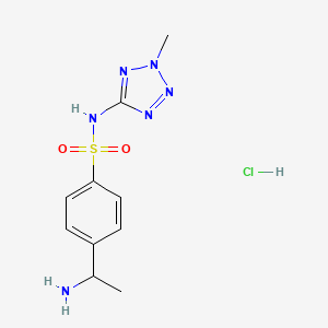 molecular formula C10H15ClN6O2S B2823929 4-(1-aminoethyl)-N-(2-methyl-2H-1,2,3,4-tetrazol-5-yl)benzene-1-sulfonamide hydrochloride CAS No. 2094140-62-0