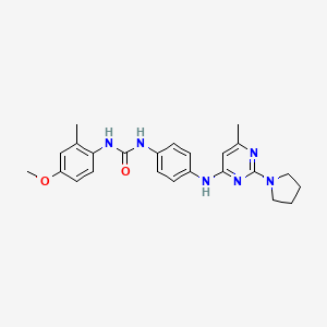 molecular formula C24H28N6O2 B2823943 1-(4-Methoxy-2-methylphenyl)-3-(4-((6-methyl-2-(pyrrolidin-1-yl)pyrimidin-4-yl)amino)phenyl)urea CAS No. 1251696-84-0