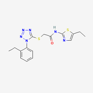 molecular formula C16H18N6OS2 B2823947 2-((1-(2-ethylphenyl)-1H-tetrazol-5-yl)thio)-N-(5-ethylthiazol-2-yl)acetamide CAS No. 874467-70-6