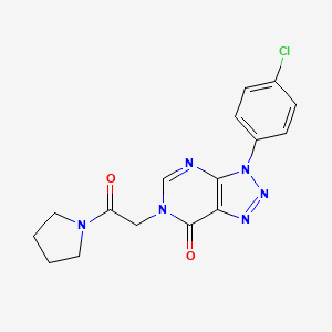 molecular formula C16H15ClN6O2 B2823958 3-(4-Chlorophenyl)-6-(2-oxo-2-pyrrolidin-1-ylethyl)triazolo[4,5-d]pyrimidin-7-one CAS No. 872590-71-1